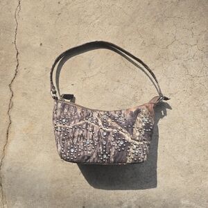 vtg y2k camo bling rhinestone cyber cnty mini handbag